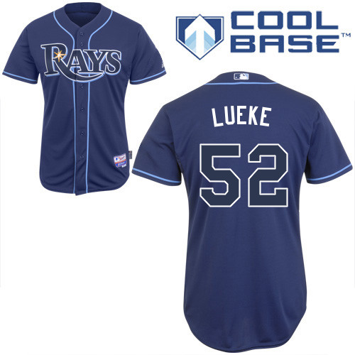 Josh Lueke #52 MLB Jersey-Tampa Bay Rays Men's Authentic Alternate 2 Navy Cool Base Baseball Jersey